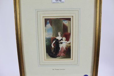 Lot 232 - After Sir Thomas Lawrence (1769-1830), watercolour - portrait of The Duchess of Argyll and The Duchess of Sutherland, 13.5cm x 8.5cm, in glazed frame