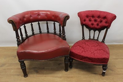 Lot 1405 - Victorian red leather upholstered tub chair together with a Victorian nursing chair