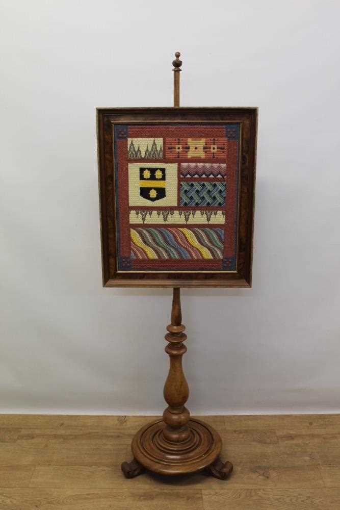 Lot 1313 - 19th century style armorial banner fire screen