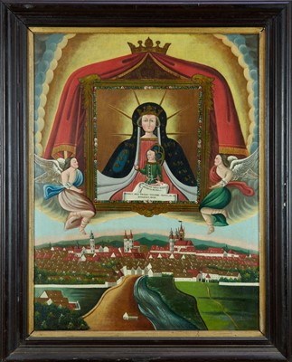 Lot 1226 - Eastern European School, early 19th century, oil on canvas - The Madonna, 80cm x 63cm, in gilt and ebonised frame