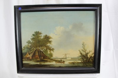 Lot 121 - Dutch School, 19th century, oil on canvas - River Landscape, 41cm x 52cm, framed