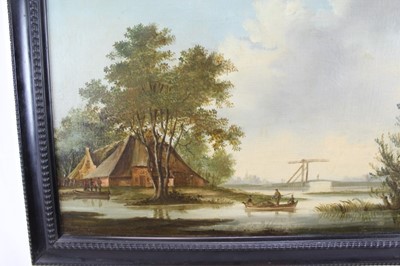 Lot 241 - Dutch School, 19th century, oil on canvas - River Landscape, 41cm x 52cm, framed