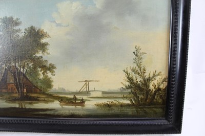 Lot 241 - Dutch School, 19th century, oil on canvas - River Landscape, 41cm x 52cm, framed