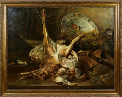 Lot 1105 - Eugene Henri Cauchois (1850-1911) oil on canvas - Still Life Dead Birds and Game, signed, 71cm x 91cm, in gilt frame