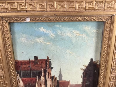 Lot 45 - Jacob Jan Coenraad Spohler (1837-1922) oil on panel - Rokin Old Canal in Amsterdam, titled and signed verso, 16cm x 12cm, in gilt frame