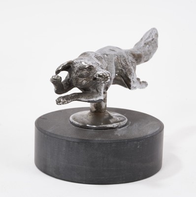 Lot 1119 - 1930s chrome plated running fox car mascot on slate plinth