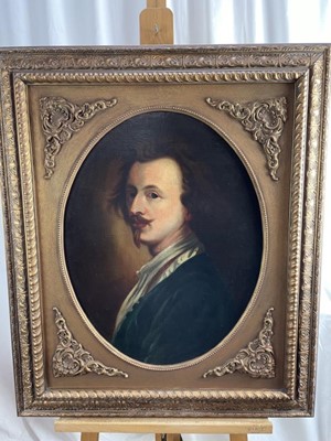 Lot 1189 - After Van Dyke, 19th century, oval oil on canvas, self portrait of the artist, 61cm x 48cm, in gilt frame