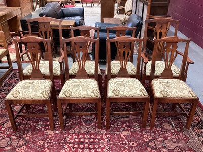 Lot 1423 - Set of eight George II style fruitwood chairs with drop-in seats