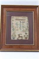 Lot 602 - George III small needlework sampler dated 1778,...