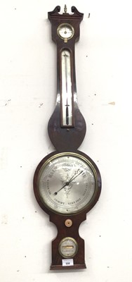 Lot 698 - 19th century banjo barometer by Birch, Tenderden, silvered scales in mahogany case 97cm