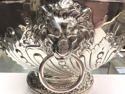 Lot 416 - Victorian silver rose bowl with twin lion mask ring handles