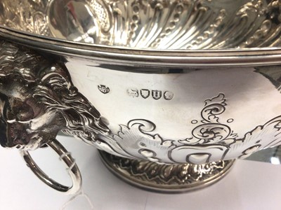 Lot 416 - Victorian silver rose bowl with twin lion mask ring handles