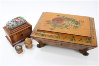 Lot 608 - Regency painted sycamore sewing box of...