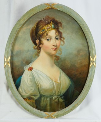 Lot 1318 - After Josef Grassi (1755-1838), Continental School, oval oil on canvas - portrait of Queen Louise of Prussia, 50cm x 40cm, in gilt and painted frame