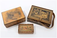 Lot 609 - Regency pen-work sewing box of rectangular...