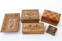 Lot 610 - 19th century Tunbridge ware box with floral...