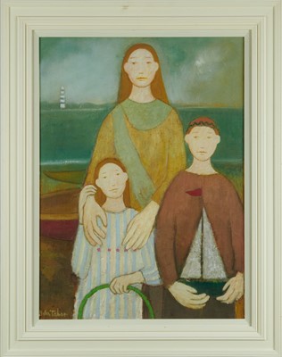 Lot 1152 - *Helen Tabor (b. 1960) oil on board - 'On The Shore', signed, 66cm x 48cm, in glazed painted frame