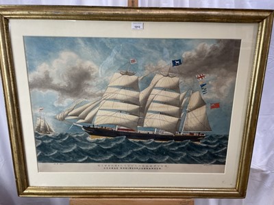 Lot 177 - E. L. Greaves, 19th century, watercolour - Niphon of Littlehampton at sea, George Robinson, Commander, signed, dated 1877 and titled, 52cm x 75cm, in glazed gilt frame