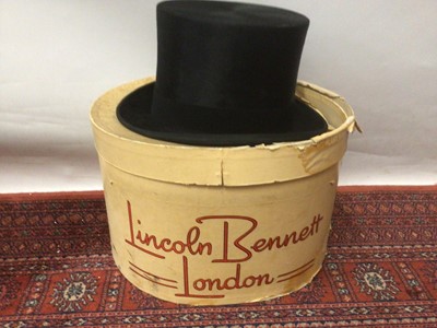 Lot 266 - Gentleman's black silk top hat in box by Lincoln & Co Piccadilly, London.