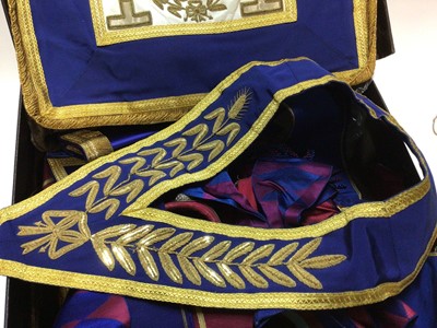 Lot 2487 - Masonic regalia to include ten aprons, ten sashes and six cuffs, London and Essex lodges.