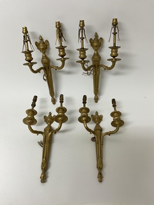 Lot 252 - Set of four good quality George III style gilt brass wall lights