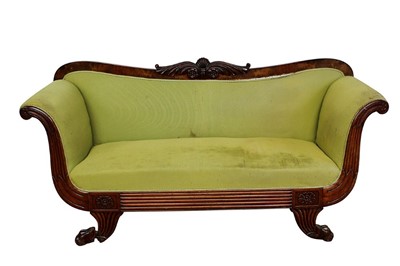 Lot 1010 - William IV mahogany scroll end settee