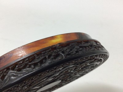 Lot 796 - Fine quality mid-19th century Cantonese carved tortoiseshell table snuff box, with note of provenance