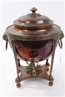 Lot 618 - Regency Egyptian style copper samovar of oval...