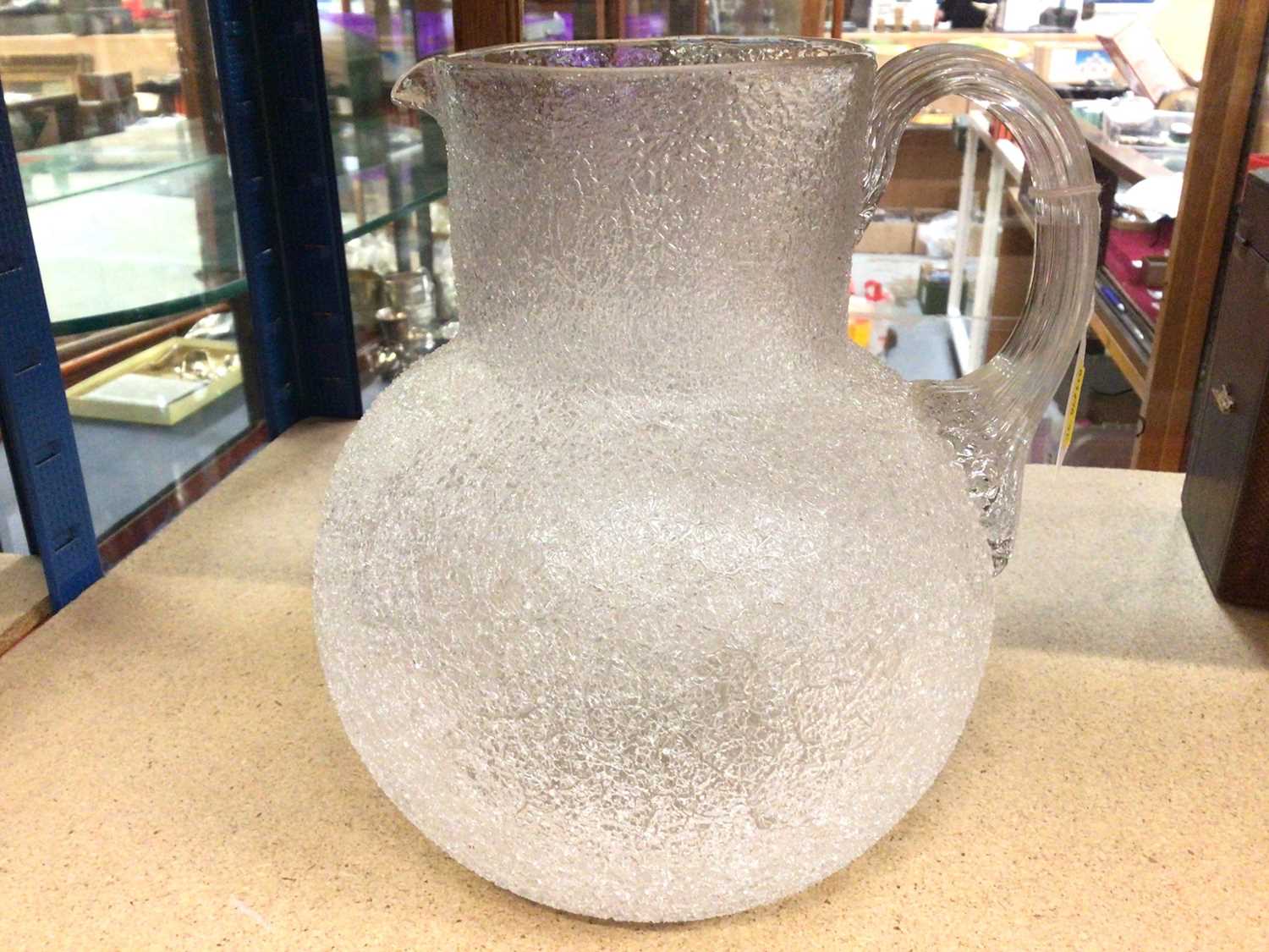 Lot 420 - Victorian crackle glazed glass jug, circa 1900