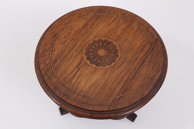 Lot 983 - A fine quality rosewood and inlaid apprentice piece miniature table with tilt top, c.1870