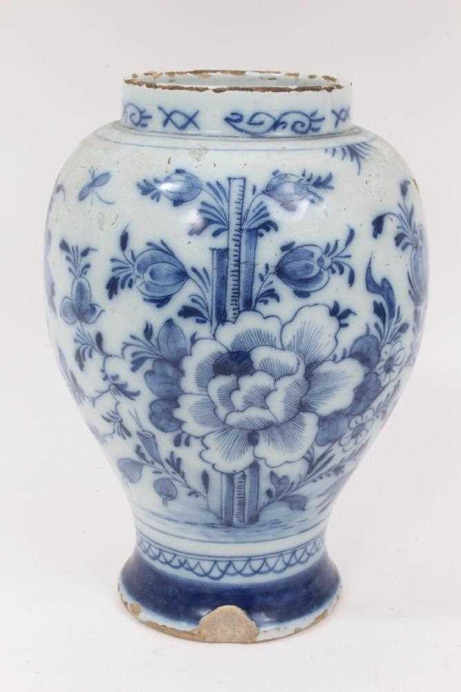 Lot 229 - An 18th century blue and white tin glazed Delft vase