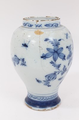 Lot 229 - An 18th century blue and white tin glazed Delft vase