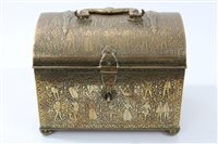 Lot 628 - 19th century mediaeval-style casket of domed...