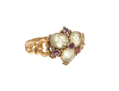 Lot 703 - Victorian chrysoberyl and garnet cluster ring in box