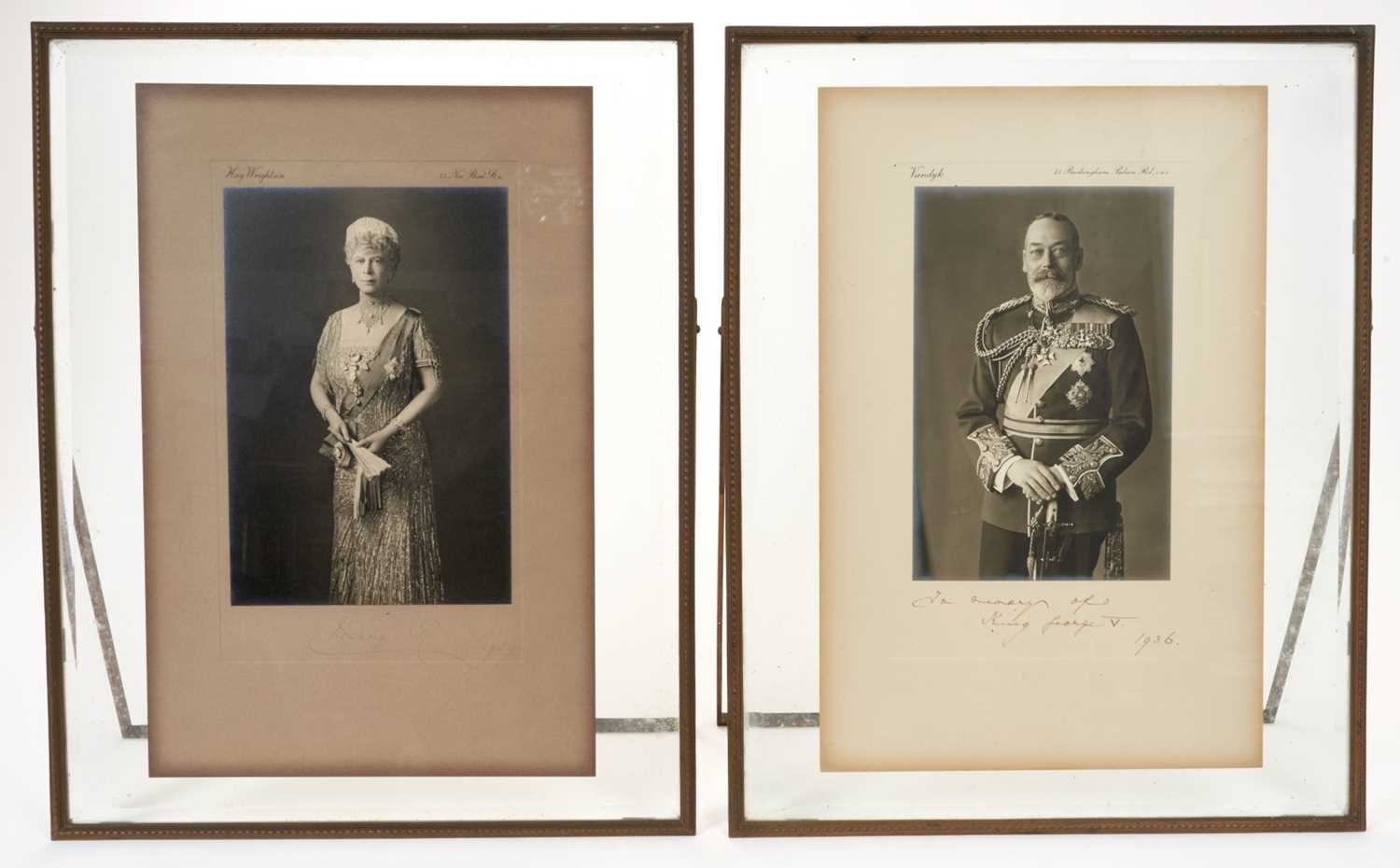 Lot 71 - H.M. Queen Mary signed presentation portrait photograph dated 1936 and another of the late King, inscribed by The Queen, in period frames