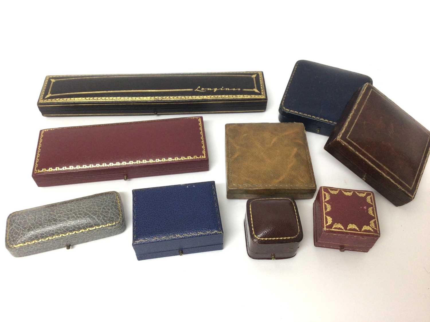 Lot 845 - Group of vintage empty jewellery boxes to include Cartier, Longines and Asprey