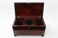 Lot 630 - Early Victorian mahogany and brass inlaid tea...