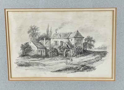 Lot 1306 - English School, early/mid 19th century, six pencil sketches including views of cottages, 17cm x 21cm, in glazed gilt frames (6)