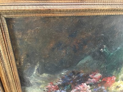 Lot 17 - N.M. Griscotti, oil on canvas, 
"Dahlias", signed and in gilt and 
veneered frame, 
The Brook Street Art Gallery Ltd. London 
label verso. 39 x 49cm.