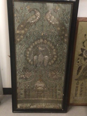 Lot 267 - Two large Indian embroidered panels, framed