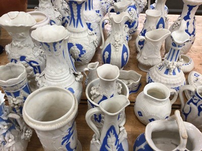 Lot 26 - Collection of Victorian Parian ware, including jugs, vases, etc