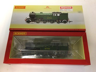 Lot 55 - Hornby OO gauge LNER 2-6-4 T Thompson LI 67702, R 3461, BR 2-8-0 T Class 52 XX R3224, SR 0-6-0 Q1 Class Sunshine Yellow R3595 all boxed (3)