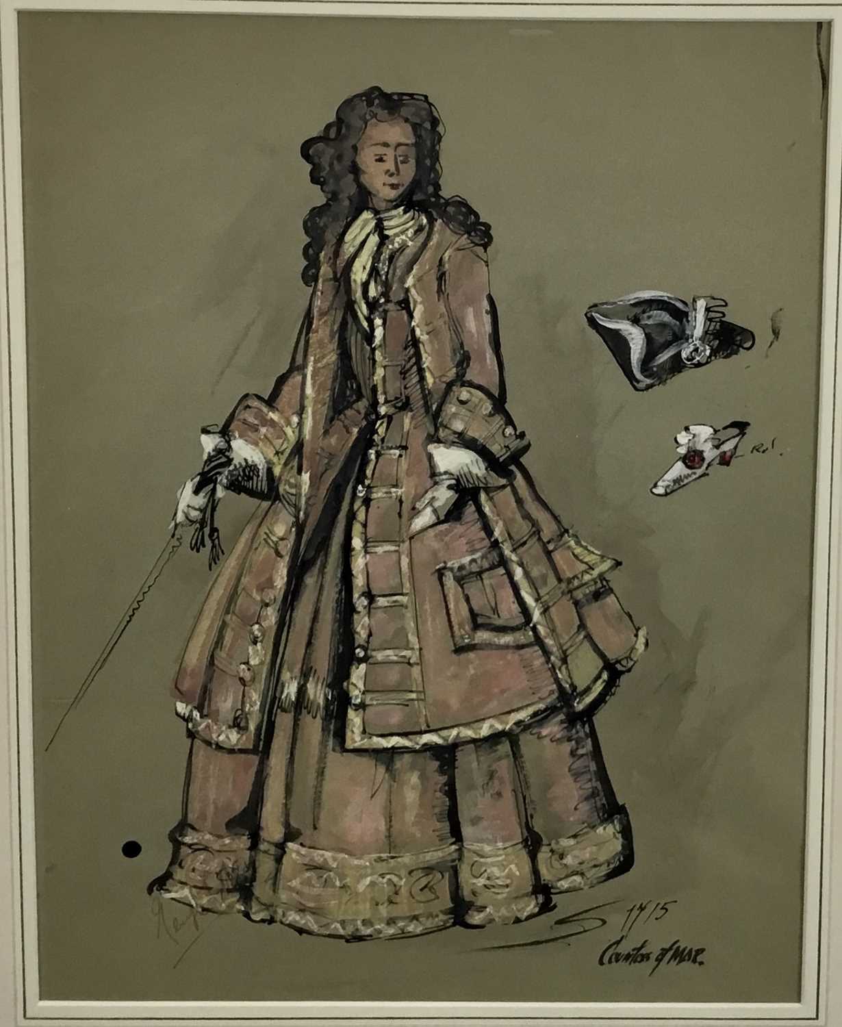 Lot 104 - 20th Century costume design in gouache and ink - Countess Marr, signed indistinctly