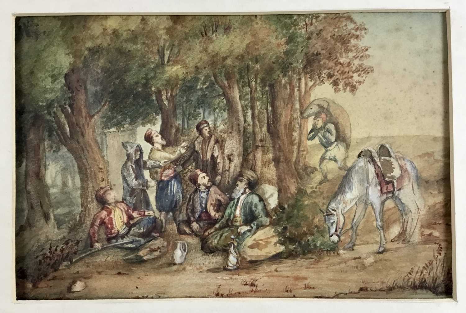 Lot 9 - 19th century watercolour - Boar hunt, unframed, 28cm x 19cm