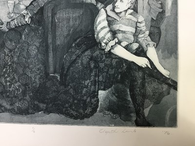 Lot 27 - Elspeth Lamb (b.1951) etching and aquatint - ‘The Glasgow Beer Garden’, signed in pencil, numbered 1/6