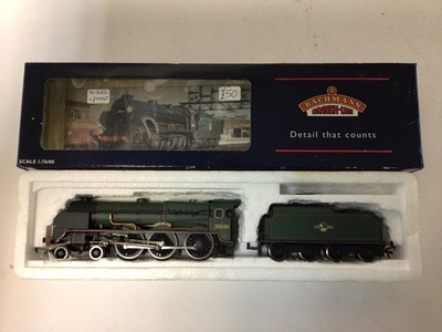 Lot 140 - Bachmann OO gauge V2 60800 green 31-550, N Class 1406 SR with slope sided tender 32-160, Lord Nelson 30850, 31-406 all boxed (3)