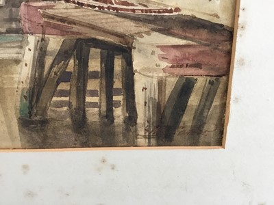 Lot 36 - R.M. Carter watercolour - Selby Old Wooden Swing Bridge indistinctly signed and dated, inscribed on mount 'Selby nr. Hull'