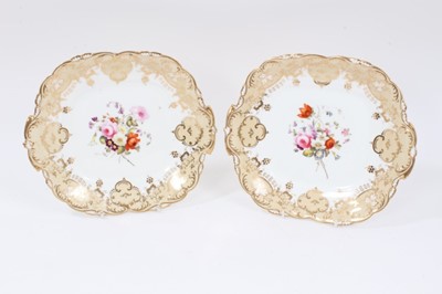 Lot 238 - Pair of Coalport cake plates, circa 1836, hand painted with floral sprays