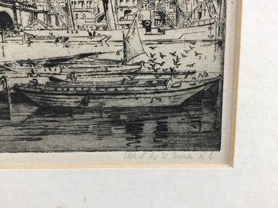 Lot 56 - William Monk (1863-1937) signed etching - London Bridge, titled and signed in pencil, 19cm x 26.5cm, mounted