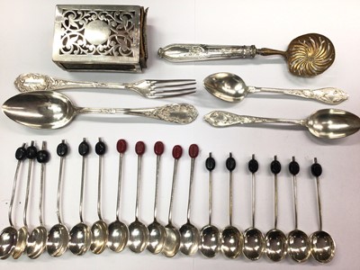 Lot 1044 - Silver match box holder and various cutlery